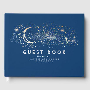Libro De Visitas Crescent Moon Starry Night Boda Celestial