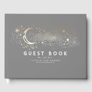Libro De Visitas Crescent Moon Starry Night Boda Celestial