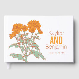 Libro De Visitas crisantemo naranja flor de otoño boda 