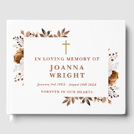 Libro De Visitas Cristiano floral rustico en funeral de amor