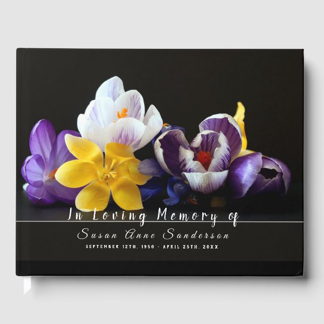 Libro De Visitas Crocus Flowers Funeral Memorial Guest Book (Anverso)