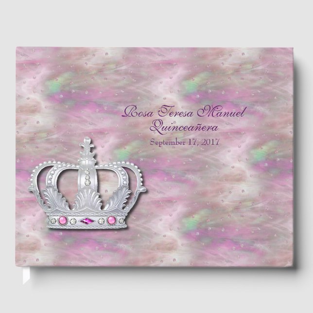 Libro De Visitas Crown and Satin Quinceañera Guest Book (Anverso)