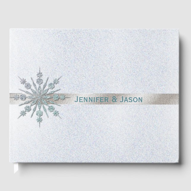 Libro De Visitas Crystal Snowflake Winter Wedding Guest Book (Anverso)