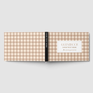Libro De Visitas Cuadro de gingham beige marrón rústico