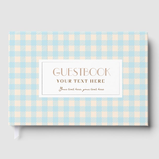 Libro De Visitas Cuadros de gingham azul bebé pálido claro (Anverso)