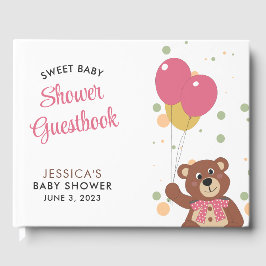Libro De Visitas Cubo de oso lindo globo rosa niña bebé Baby Shower