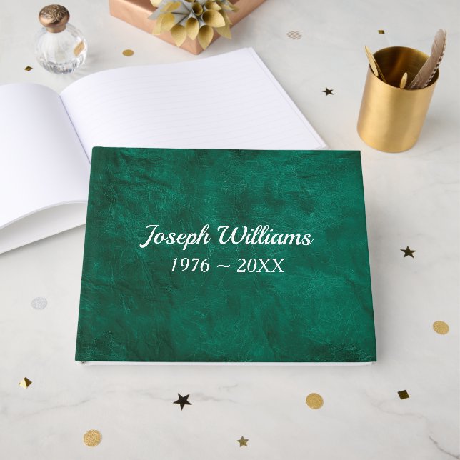Libro De Visitas Cuero Verde Para Servicio Memorial (Anverso Abierto)