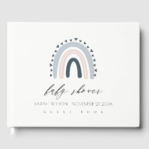 LIBRO DE VISITAS CUIDADO AZUL RUBOR RAINBOW HEART CHIDS BABY SHOWER