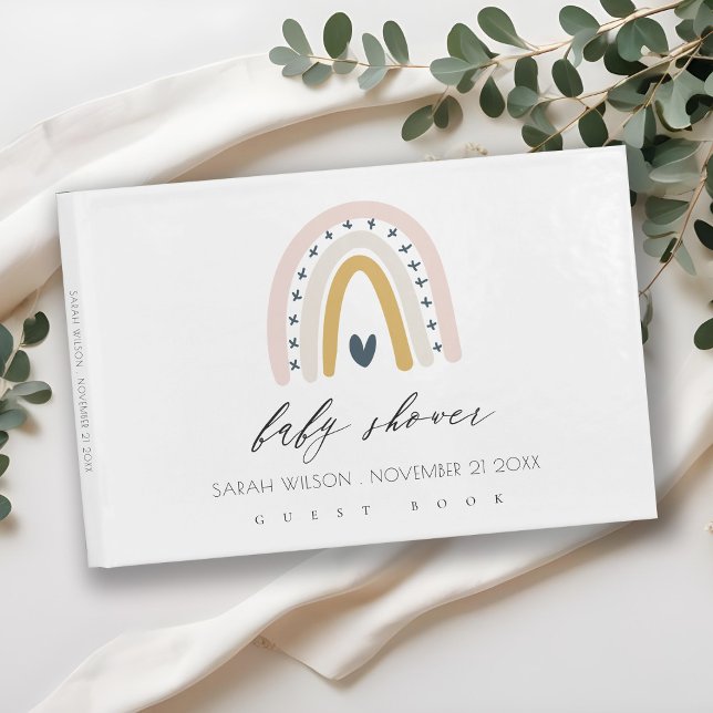 LIBRO DE VISITAS CUIDADO AZUL RUBOR RAINBOW HEART CHIDS BABY SHOWER (Subido por el creador)