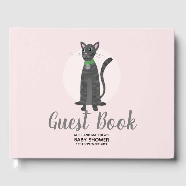 Libro De Visitas Cuidados Chicas Personalizados de gatos rosados Ki (Anverso)