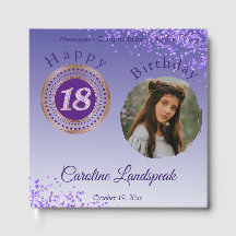 Cumpleaños 18 personalizado con foto y purpurina
