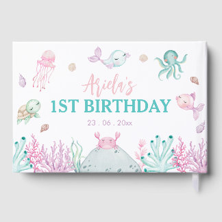 Libro De Visitas Cumpleaños 1 de Animales Oceánicos Under the Sea