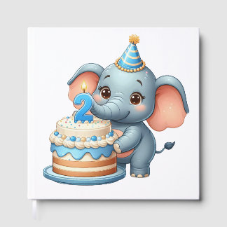 Libro De Visitas Cumpleaños 2 de elefante lindo
