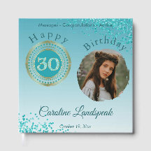 Cumpleaños 30 Personalizado con Foto Brillo Azul T