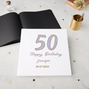 Libro De Visitas cumpleaños 50 agregar nombre fecha año modo púrpur