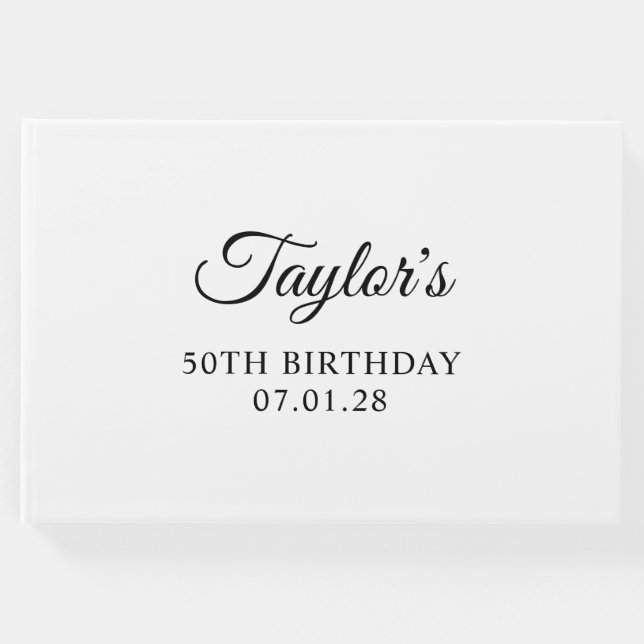 Libro De Visitas Cumpleaños 50 Elegante Script (Anverso)