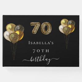 Libro De Visitas cumpleaños 70 de oro negro leopardo animal