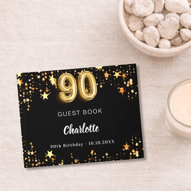 Libro De Visitas Cumpleaños 90 negro estrellas doradas (Subido por el creador)