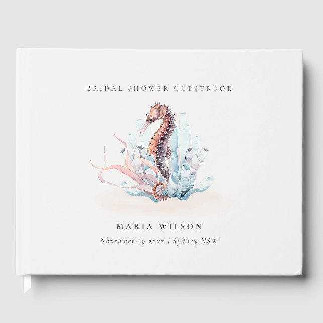 Libro De Visitas Cumpleaños Bridal Bajo el Mar Caballito de Mar Alg (Anverso)