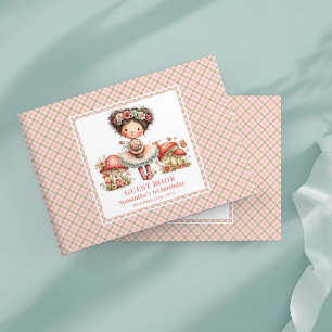 Libro De Visitas Cumpleaños caprichoso de hada 1º flores rosadas pa