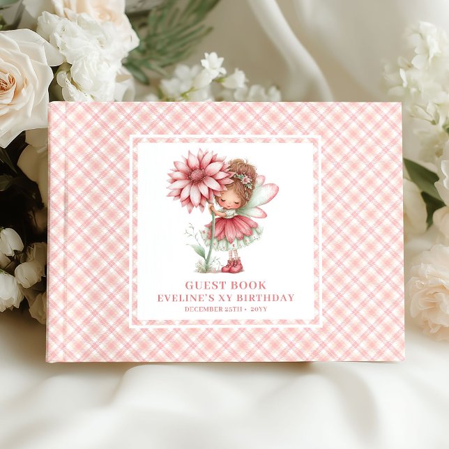Libro De Visitas Cumpleaños caprichoso de la niña hada 1er cumpleañ (Whimsical Fairy Girl 1st Birthday Blush Pink Guestbook)