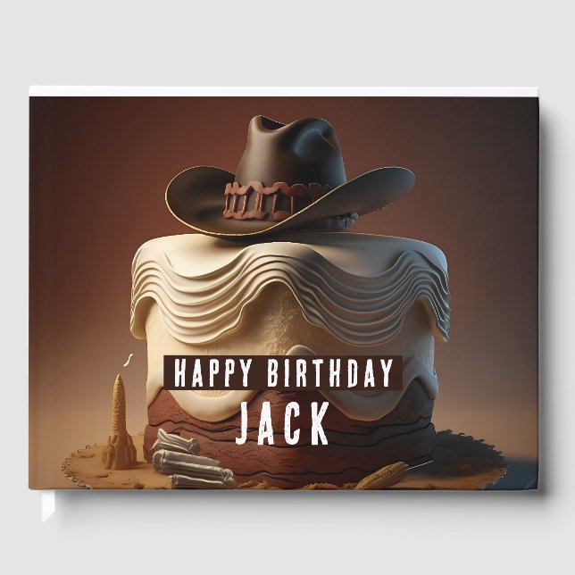 Libro De Visitas Cumpleaños con la temática de Cowboy (Anverso)