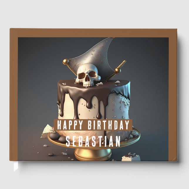 Libro De Visitas Cumpleaños con temática pirata (Anverso)