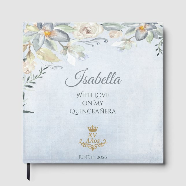 Libro De Visitas Cumpleaños Custom Elegante Quinceañera 15 (Anverso)