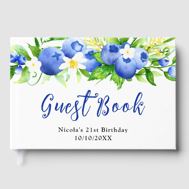 Libro De Visitas Cumpleaños de Arándanos y Follaje (Anverso)