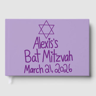 Libro De Visitas Cumpleaños de Bat Mitzvah Morado Personalizado 