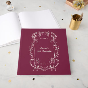 Libro De Visitas Cumpleaños de Floral Antigua de Borgoña Antigüedad