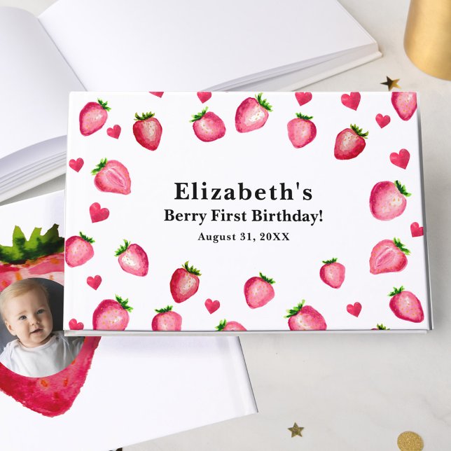 Libro De Visitas Cumpleaños de Fresa con Foto Personalizada de Berr (Subido por el creador)