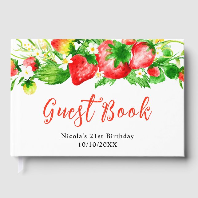 Libro De Visitas Cumpleaños de Fresas y Margaritas (Anverso)