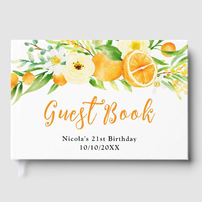Libro De Visitas Cumpleaños de Naranjas y Flores (Anverso)