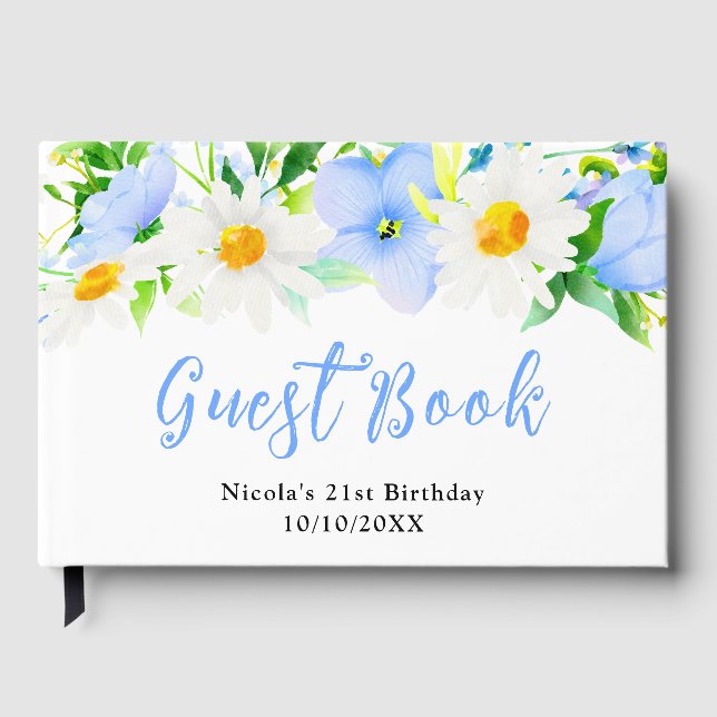Libro De Visitas Cumpleaños de Nomeolvides y Margaritas (Anverso)