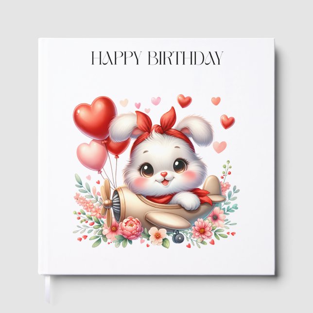 Libro De Visitas Cumpleaños de piloto conejito (Anverso)