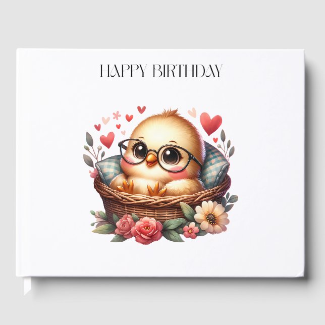 Libro De Visitas Cumpleaños de Pollita Inteligente (Anverso)