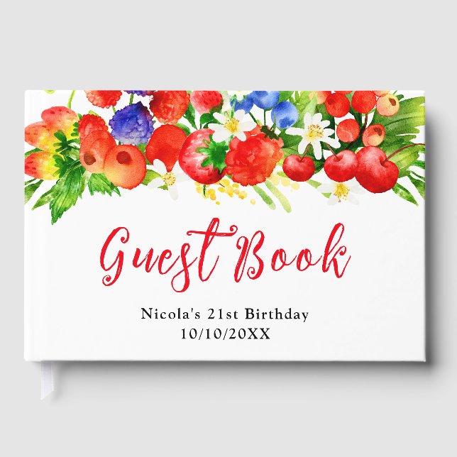 Libro De Visitas Cumpleaños de Verano con Frutas del Bosque (Anverso)