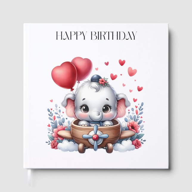 Libro De Visitas Cumpleaños del elefante volador (Anverso)