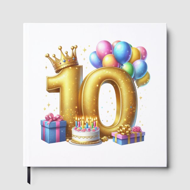 Libro De Visitas Cumpleaños dorado 10 (Anverso)