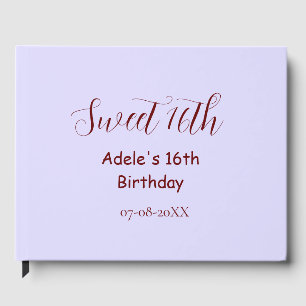Libro De Visitas Cumpleaños dulce 16 nombre retro morado pastel mal