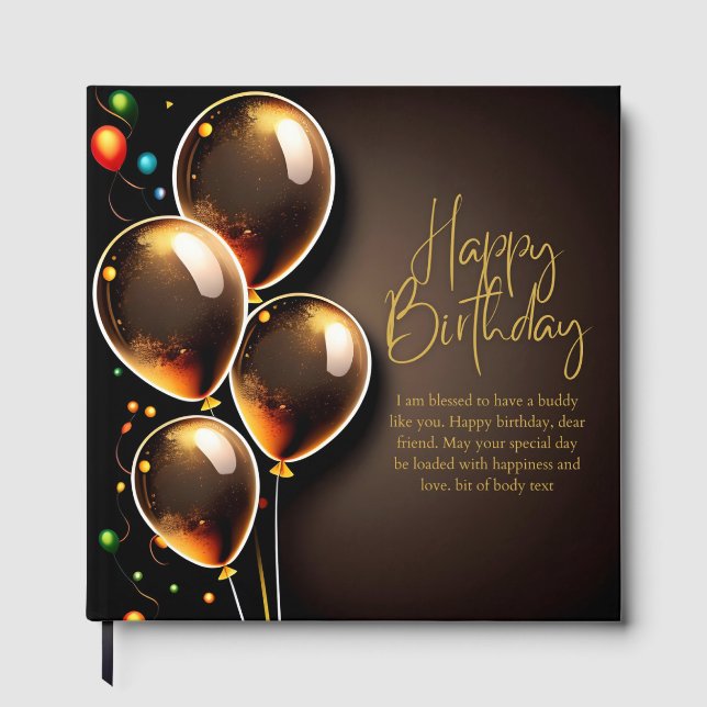 Libro De Visitas Cumpleaños negro y dorado (Anverso)
