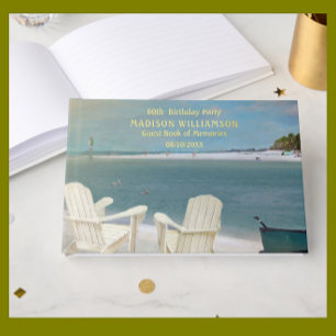 Libro De Visitas Cumpleaños Party Ocean Beach Chairs Real Relieve m