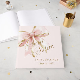 Libro De Visitas Cumpleaños Sweet Sixteen elegante rosa y dorado