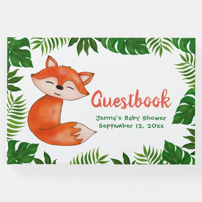 Libro De Visitas Curte Baby Fox | BABY SHOWER | Hojas tropicales (Anverso)
