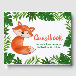 Libro De Visitas Curte Baby Fox | BABY SHOWER | Hojas tropicales
