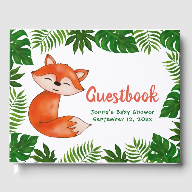 Libro De Visitas Curte Baby Fox | BABY SHOWER | Hojas tropicales (Anverso)