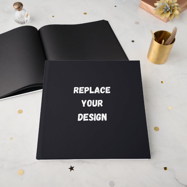 Libro De Visitas Custom black simple Design Add Photo or Text (Anverso Abierto)