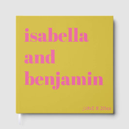 Libro De Visitas Custom Bold Names Modern Chartreuse Pink Wedding