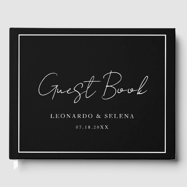 Libro De Visitas Custom Elegant and modern black white wedding (Anverso)